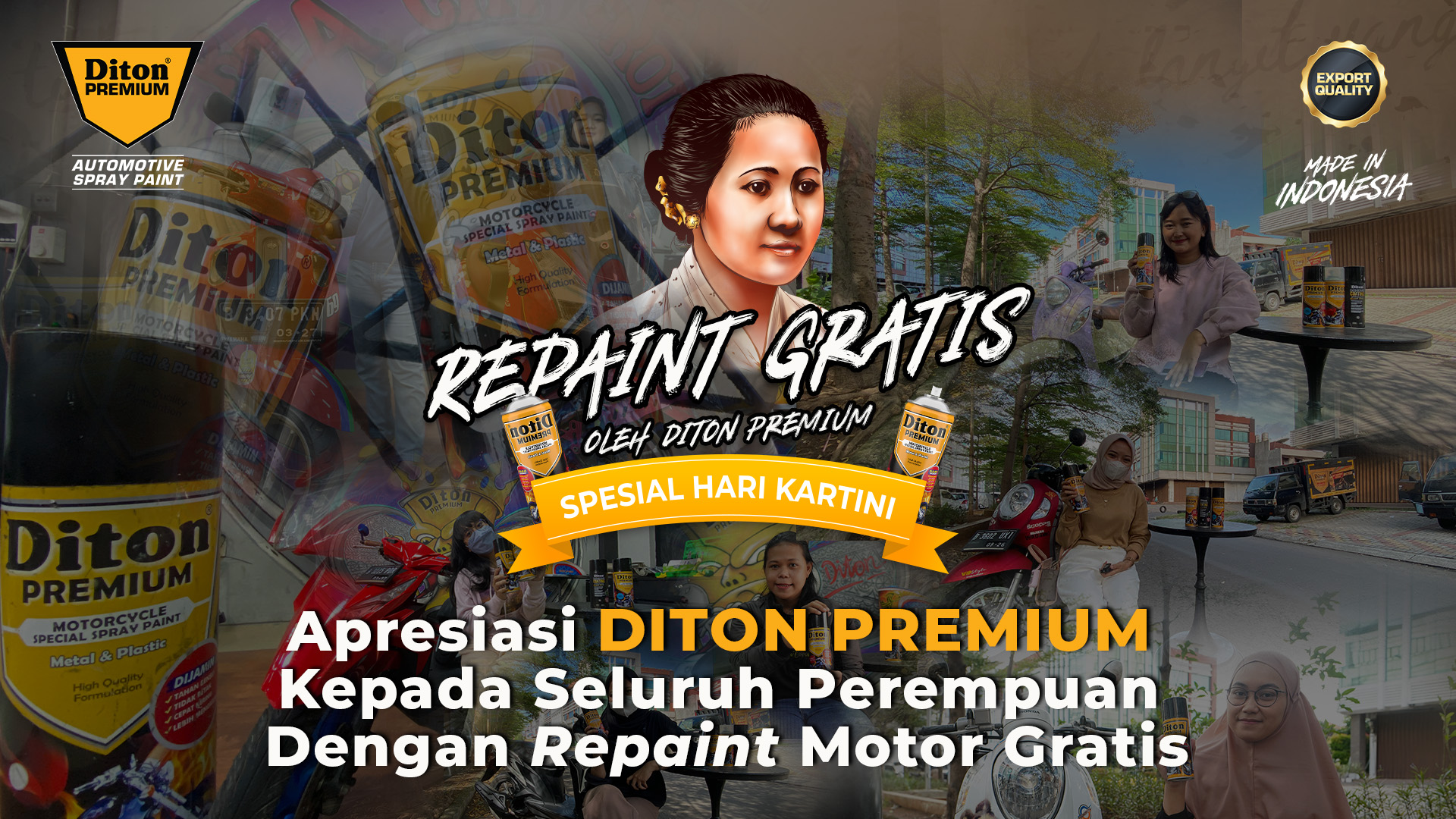Apresiasi Diton Premium Kepada Seluruh Perempuan Dengan Repaint Motor Gratis