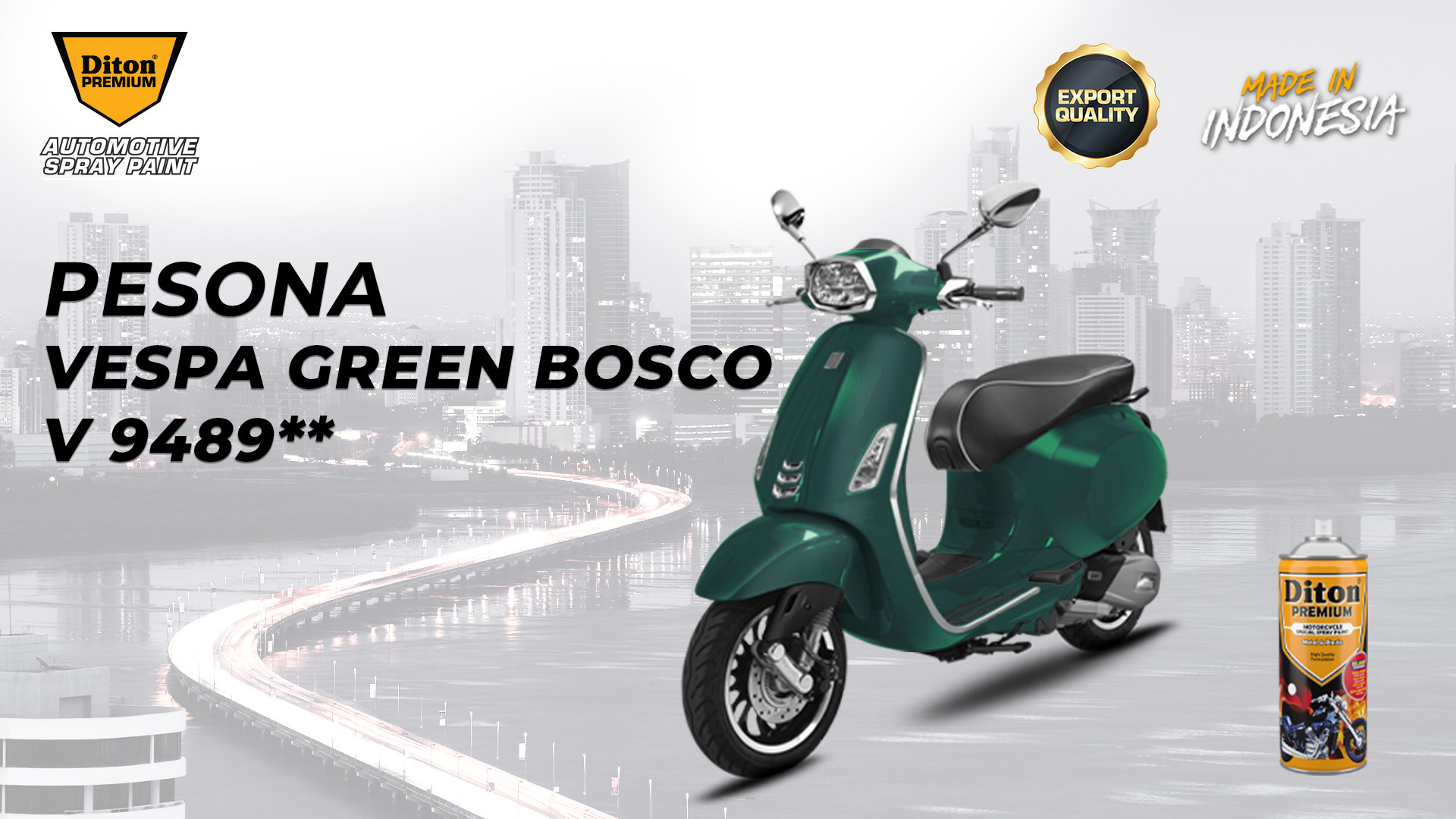 Percantik Motor Anda Dengan Diton Premium Vespa Green Bosco V 9489